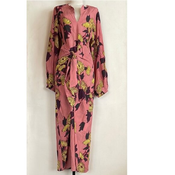 RARE!!! NWT RHODE MARION FULL LENTGH PINK DRESS IN VIVID ZINNIA PRINT SIZE 4